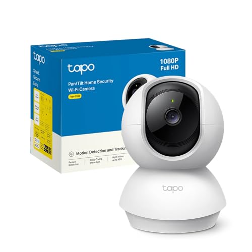 Tapo C200 Telecamera Wi-Fi Interno FHD, Videocamera sorveglianza, Visione Notturna, 360° Visuale, Audio Bidirezionale, Rilevamento di movimento e notifiche, Allarme acustico e luminoso integrato