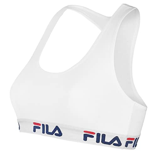 FILA Reggiseno Donna Cotone, Reggiseno Sportivo, Senza Ferretto, Bianco, Taglie M