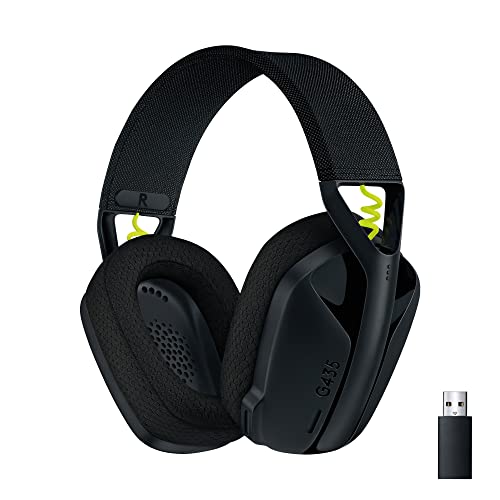 Logitech G G435 LIGHTSPEED Cuffie Gaming Wireless Bluetooth - Cuffie Over Ear Leggere, Microfoni Integrati, Batteria da 18 Ore, Compatibile con Dolby Atmos, PC, PS4, PS5, Smartphone - Nero