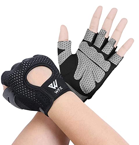 WESTWOOD FOX Guanti da fitness traspiranti e antiscivolo, per uomo e donna, per sollevamento pesi, bodybuilding, palestra, crossfit, allenamento con i pesi (M, Nero)